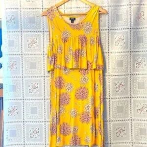 Yellow Floral Cold Shoulder Dress